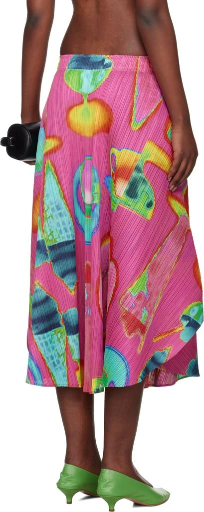 Pleats Please Pink & Green Thermal Foods Midi Skirt 3