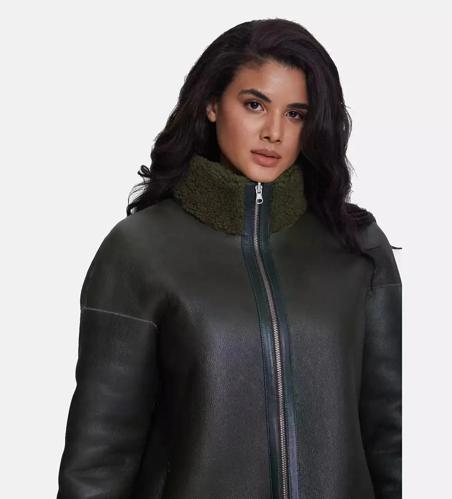 Furniq UK Women
s Fashion Jacket, Silky Green With Green Curly Wool 3