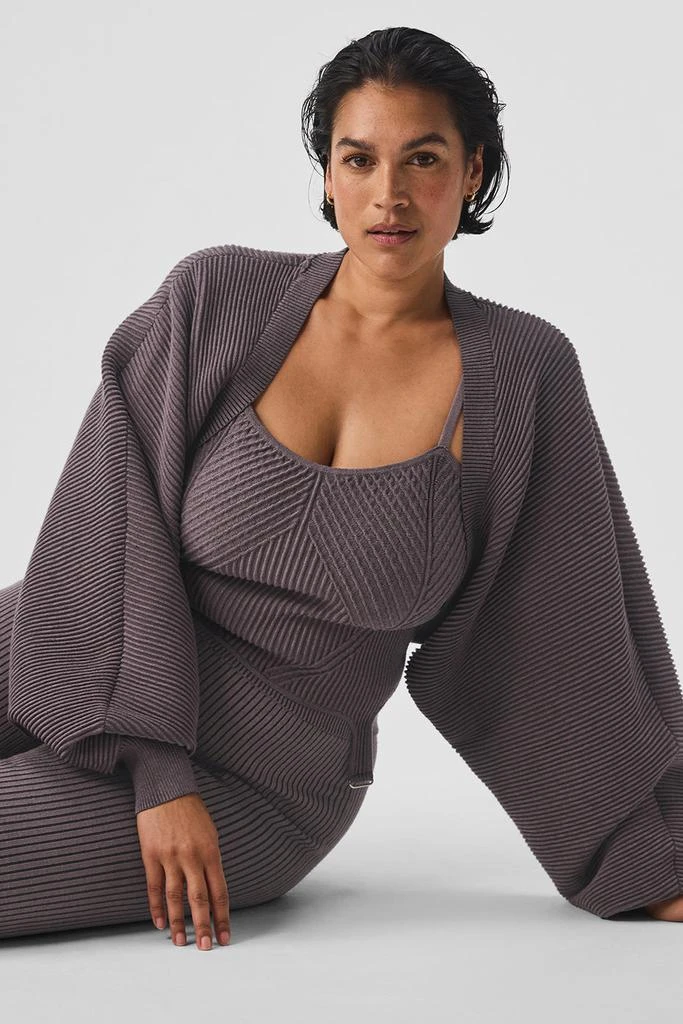 Alo Denim Knit Shawl - Raisinette/Black 7