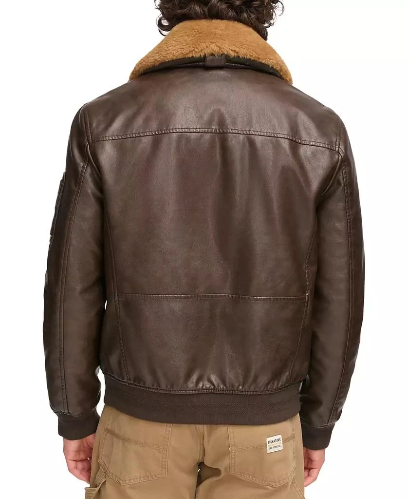 Tommy Hilfiger Men's Faux-Fur-Trim Faux-Leather Bomber Jacket 2