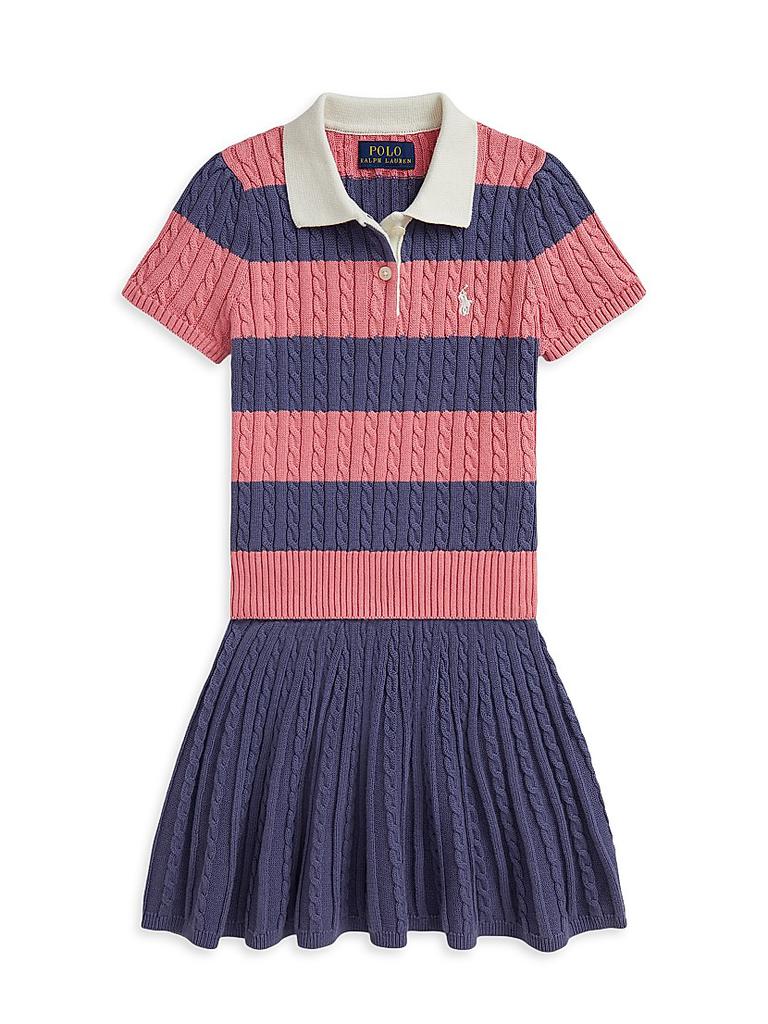 Ralph Lauren Little Girl's & Girl's 2-Piece Cable-Knit Cotton Shirt & Skirt Set