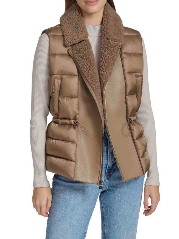 Andrew Marc Faux-Shearling Double-Breasted Puffer Vest 4