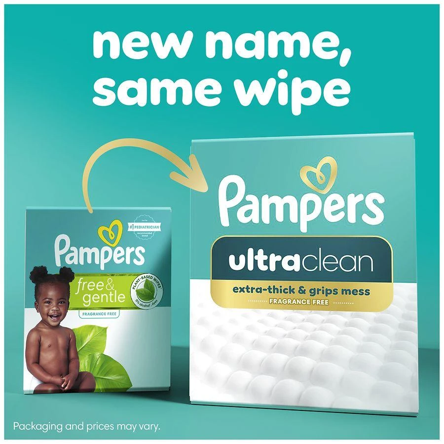 Pampers Free & Gentle Baby Wipes, 99% Water, Hypoallergenic, 100% Plant Based Unscented, 52 3