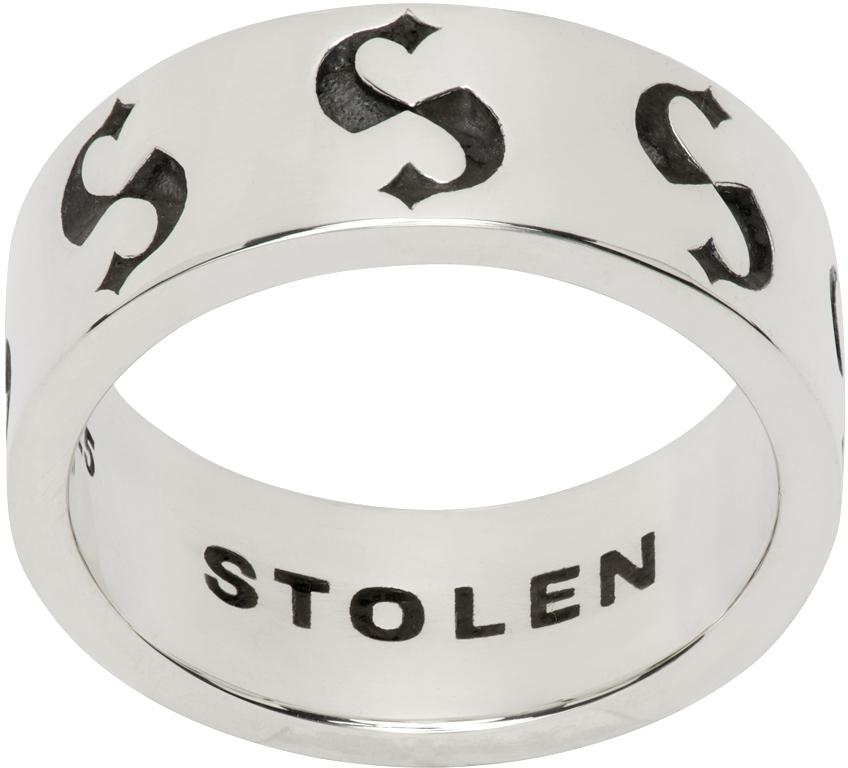 Stolen Girlfriends Club Silver Narrow S-Logo Imprint Ring