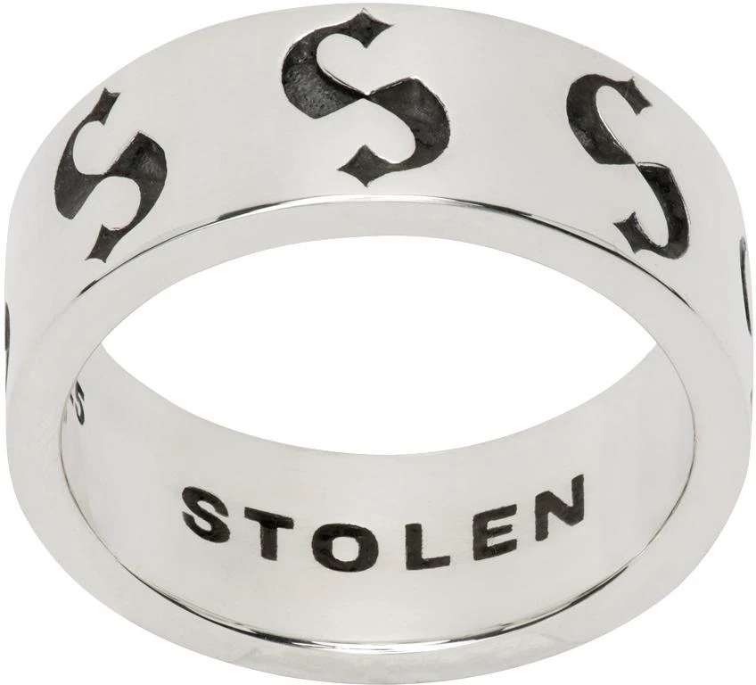 Stolen Girlfriends Club Silver Narrow S-Logo Imprint Ring 1