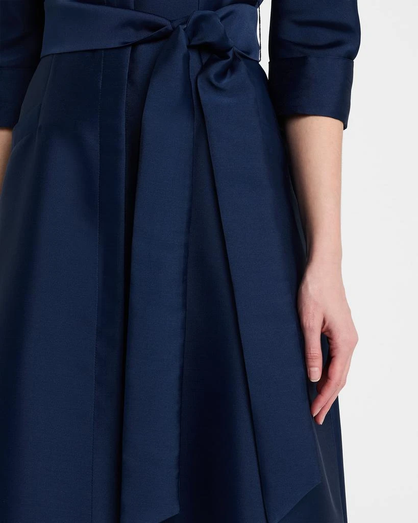 Teri Jon Belted 3/4-Sleeve Mikado Shirt Gown 5