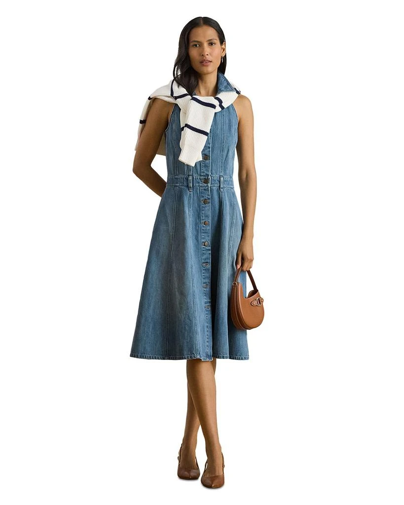 Ralph Lauren Paneled Denim Sleeveless Shirt Dress