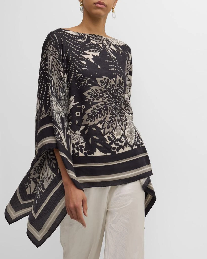 Rani Arabella Amazonia Black Print Cashmere-Blend Poncho 7