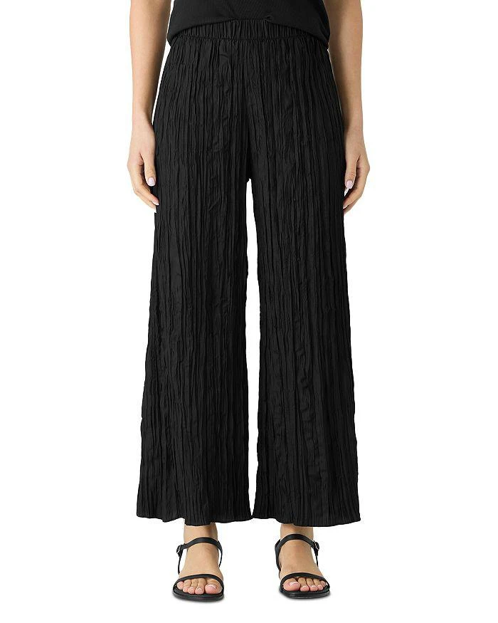 Eileen Fisher Crushed Silk Wide Leg Ankle Pants 1