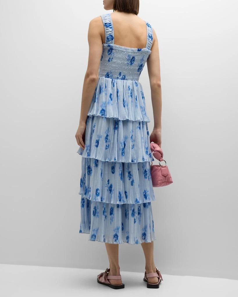 Ganni Floral Pleated Georgette Midi Dress 4