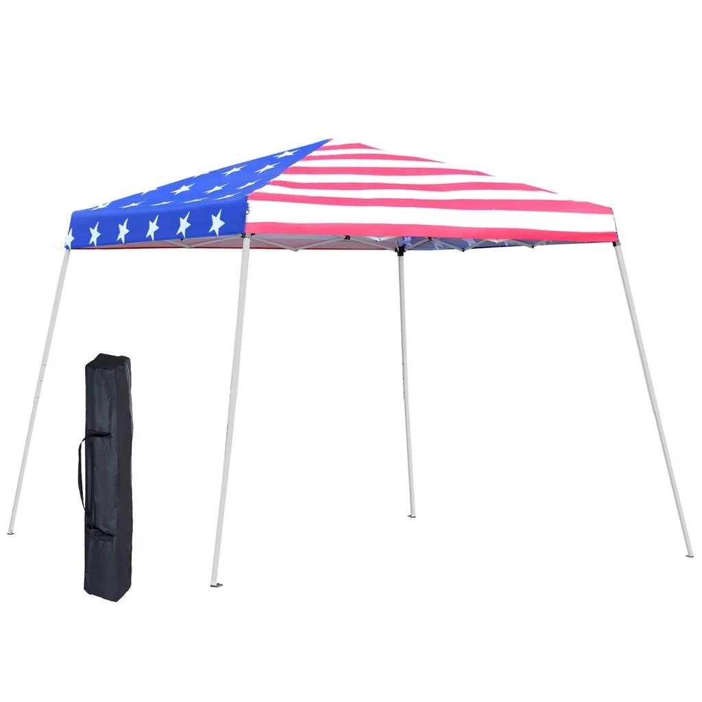 Streamdale Furniture Streamdale Slant Leg Pop Up Canopy Tent with American Flag Roof and Carry Bag 1