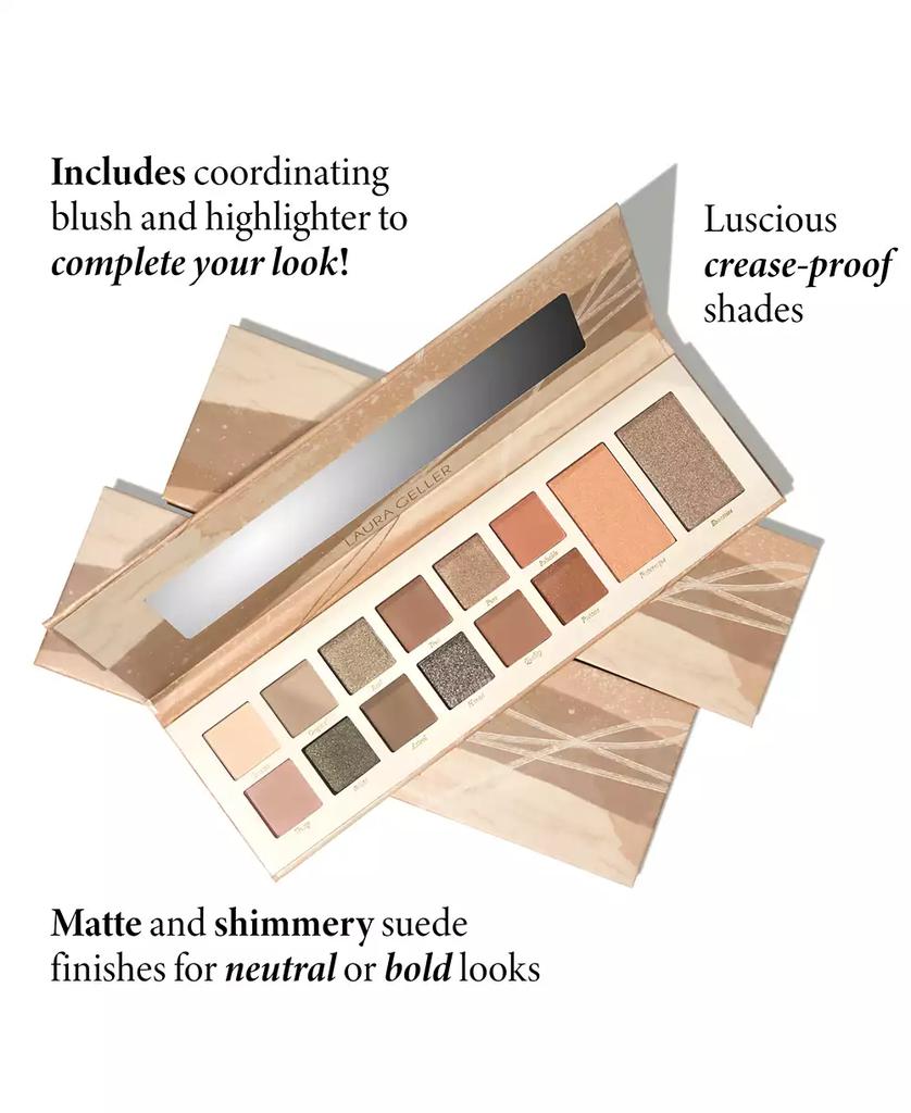 Laura Geller Laura's Essentials Artistic & Authentic 12 Multi-Finish Eyeshadows, 1 Highlighter, 1 Blush