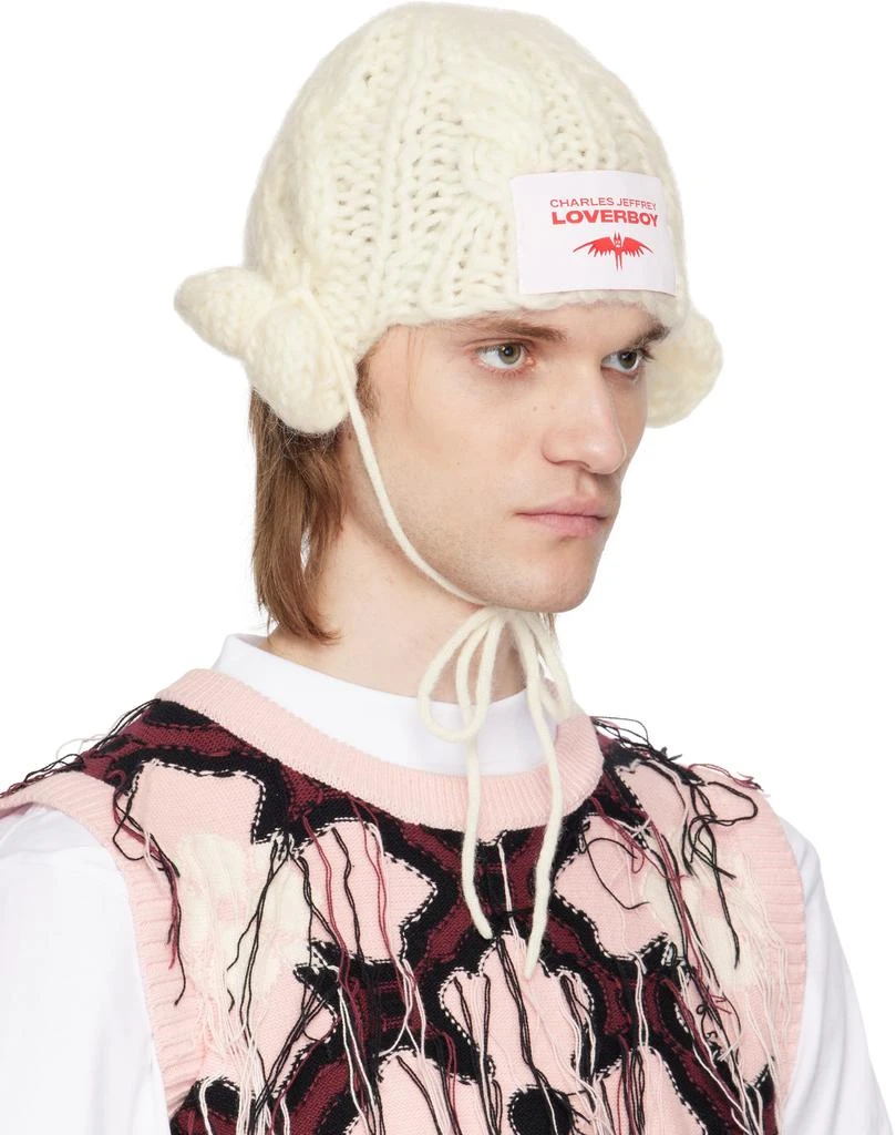 Charles Jeffrey Loverboy White Chunky Aviator Beanie 2