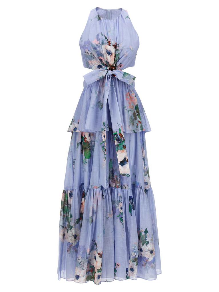 【Zimmermann】EVERLEY PLUNGE MIDI DRESS プランジ ミディ Everley Plunge Midi Dress Light Blue Watercolour Floral