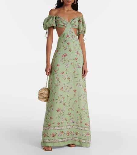 Agua by Agua Bendita Cielo Honeysuckle floral linen maxi dress 2