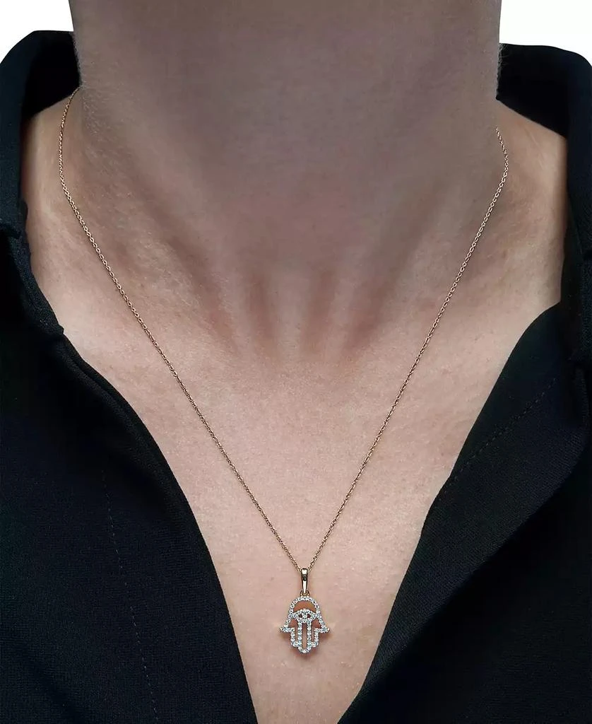Wrapped Diamond Hamsa Hand 18" Pendant Necklace (1/10 ct. t.w.) in 10k Yellow or White Gold, Created for Macy's 2