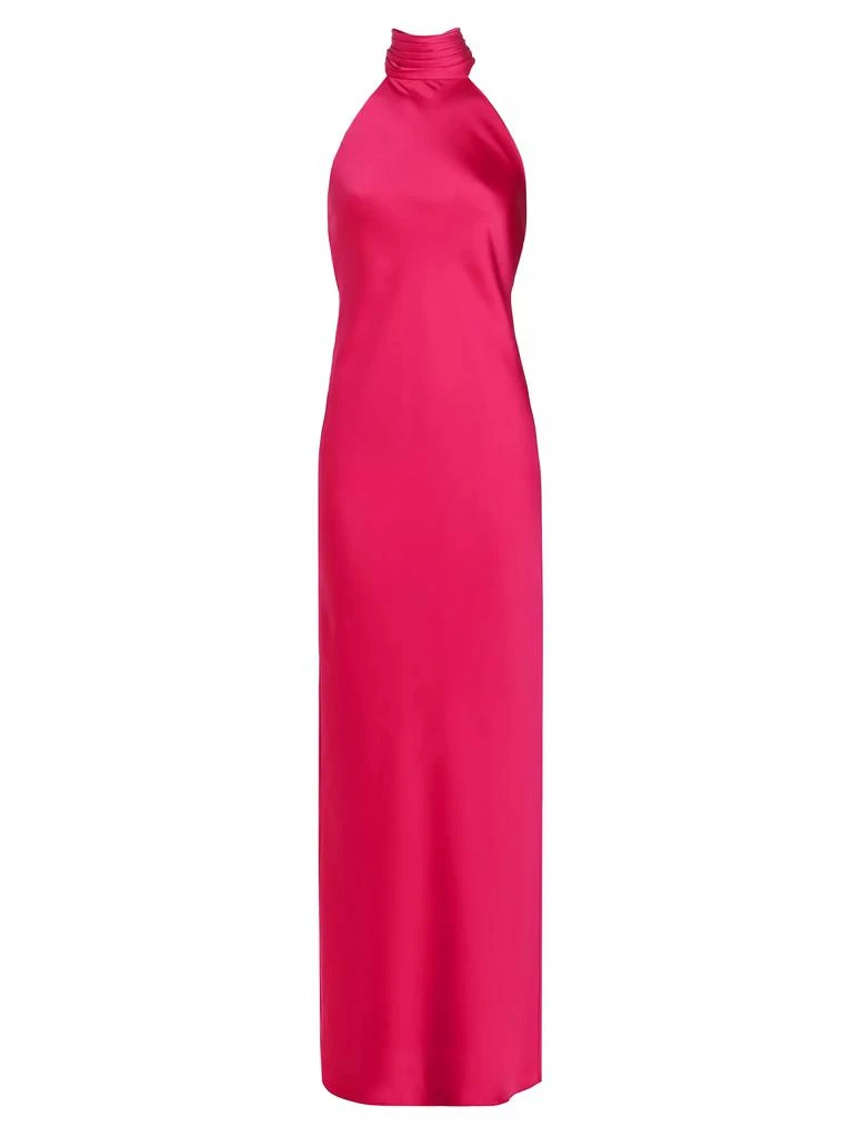 Ramy Brook Tatiana High-Neck Satin Gown 1