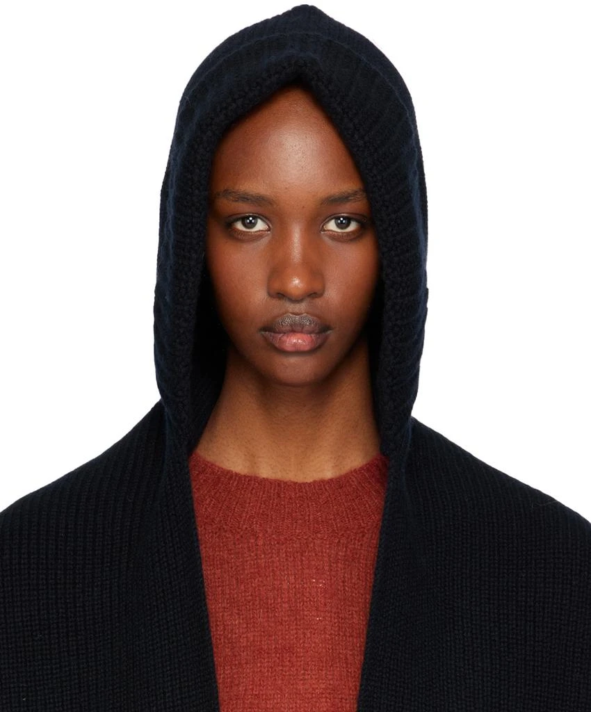 Yves Salomon Black Cashmere & Wool Hooded Scarf 1