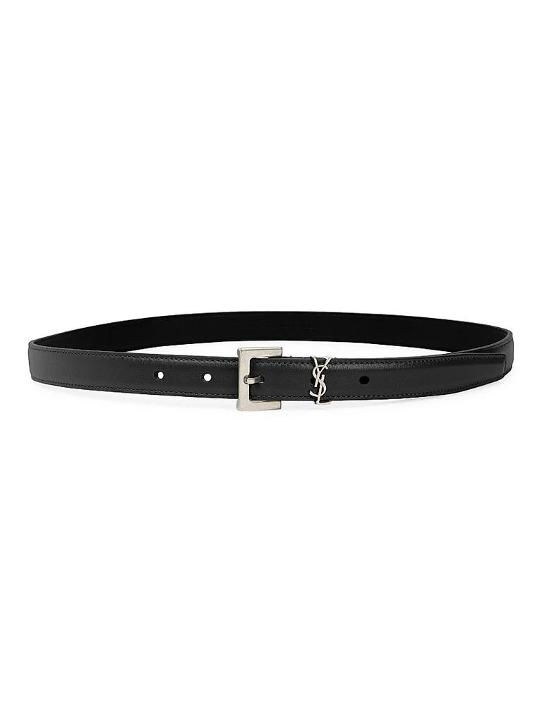 Yves Saint Laurent Cassandre Thin Belt with Square Buckle in 