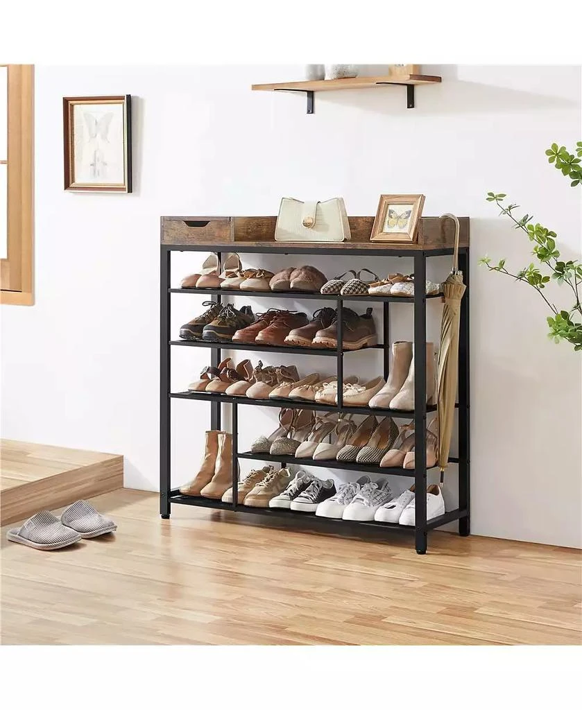 Yaheetech Modern Industrial Free-Standing 6-Layer Shoe Rack with Drawer 2