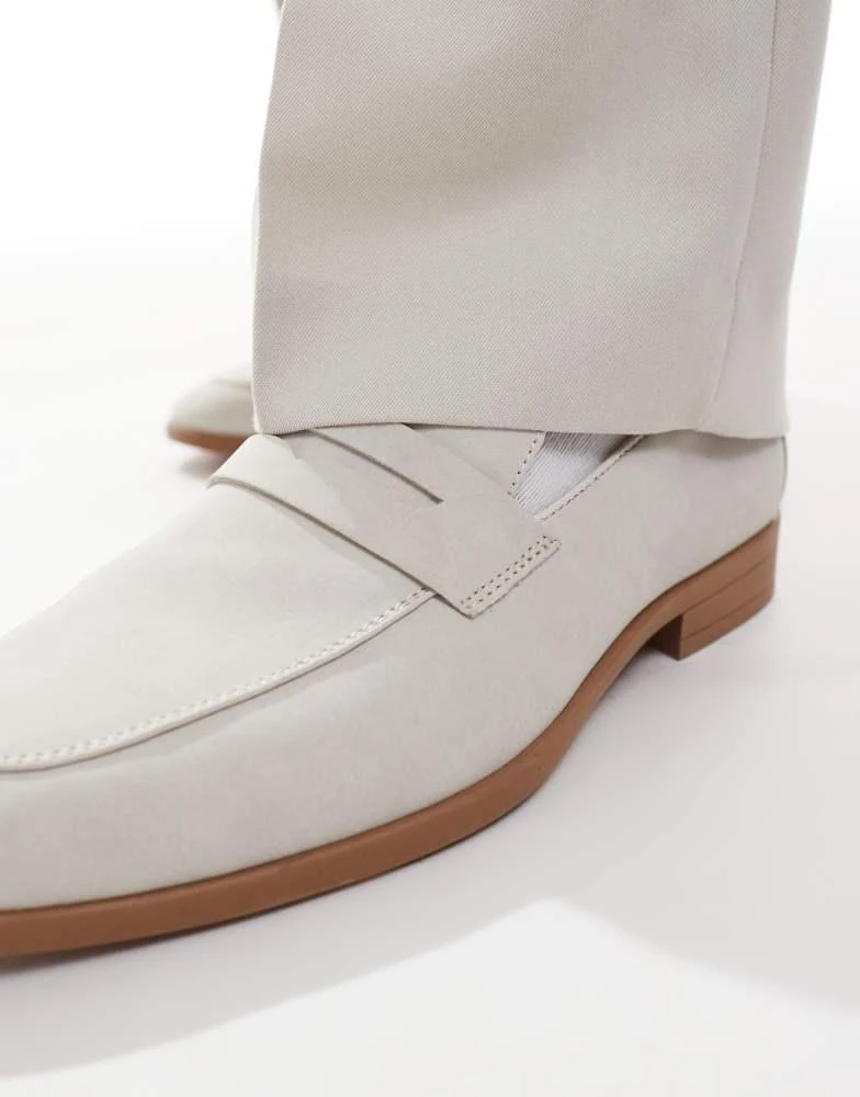 ASOS ASOS DESIGN penny loafer in light grey 3