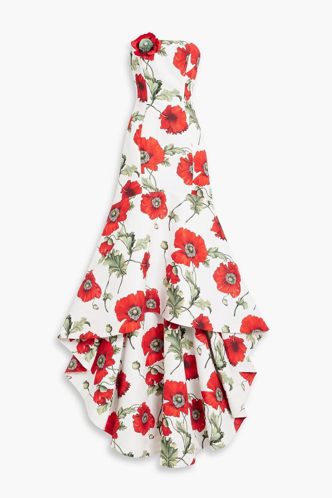Oscar de la Renta Strapless floral-print faille gown