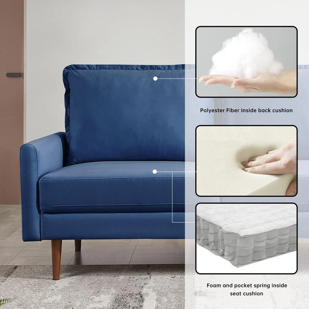 OS Home and Office Furniture 57 Inch Wide Upholstered Two Cushion Loveseat with Cambered Arms 5