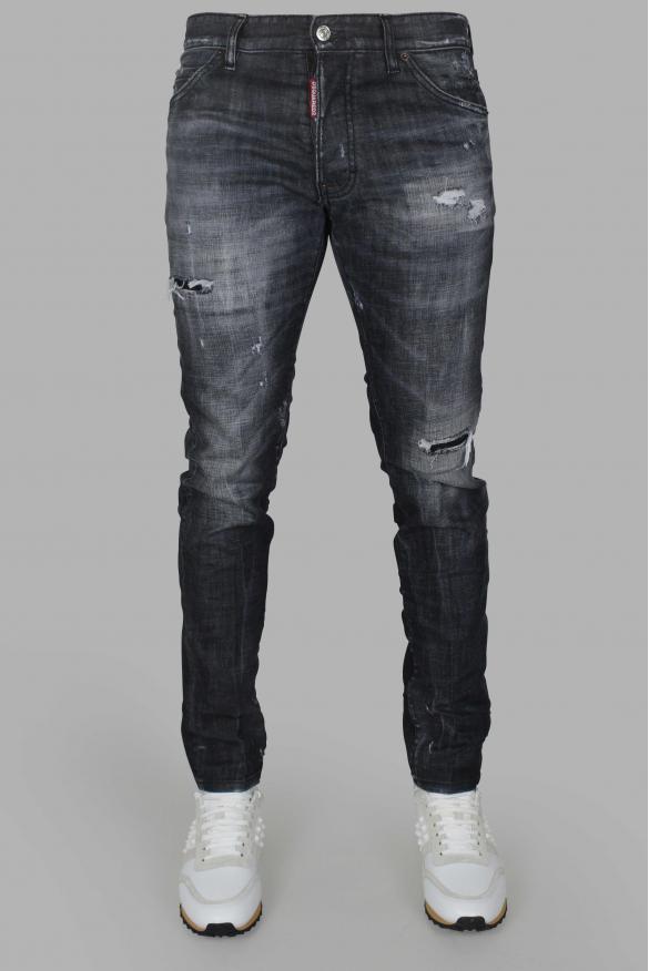 Dsquared2 Men's luxury jean cool guy black jeans with 1964 patch