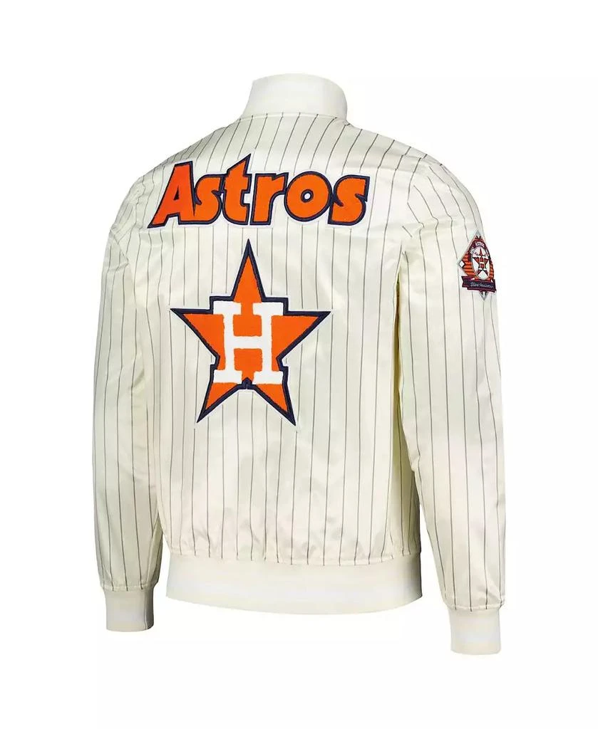 Pro Standard Men's Cream Houston Astros Cooperstown Collection Pinstripe Retro Classic Satin Full-Snap Jacket 2