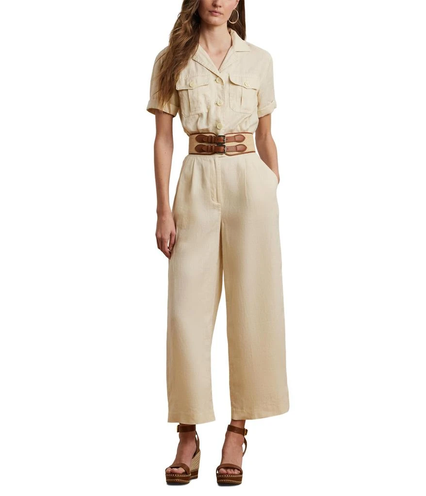Ralph Lauren Embroidered Linen Short-Sleeve Jumpsuit 1