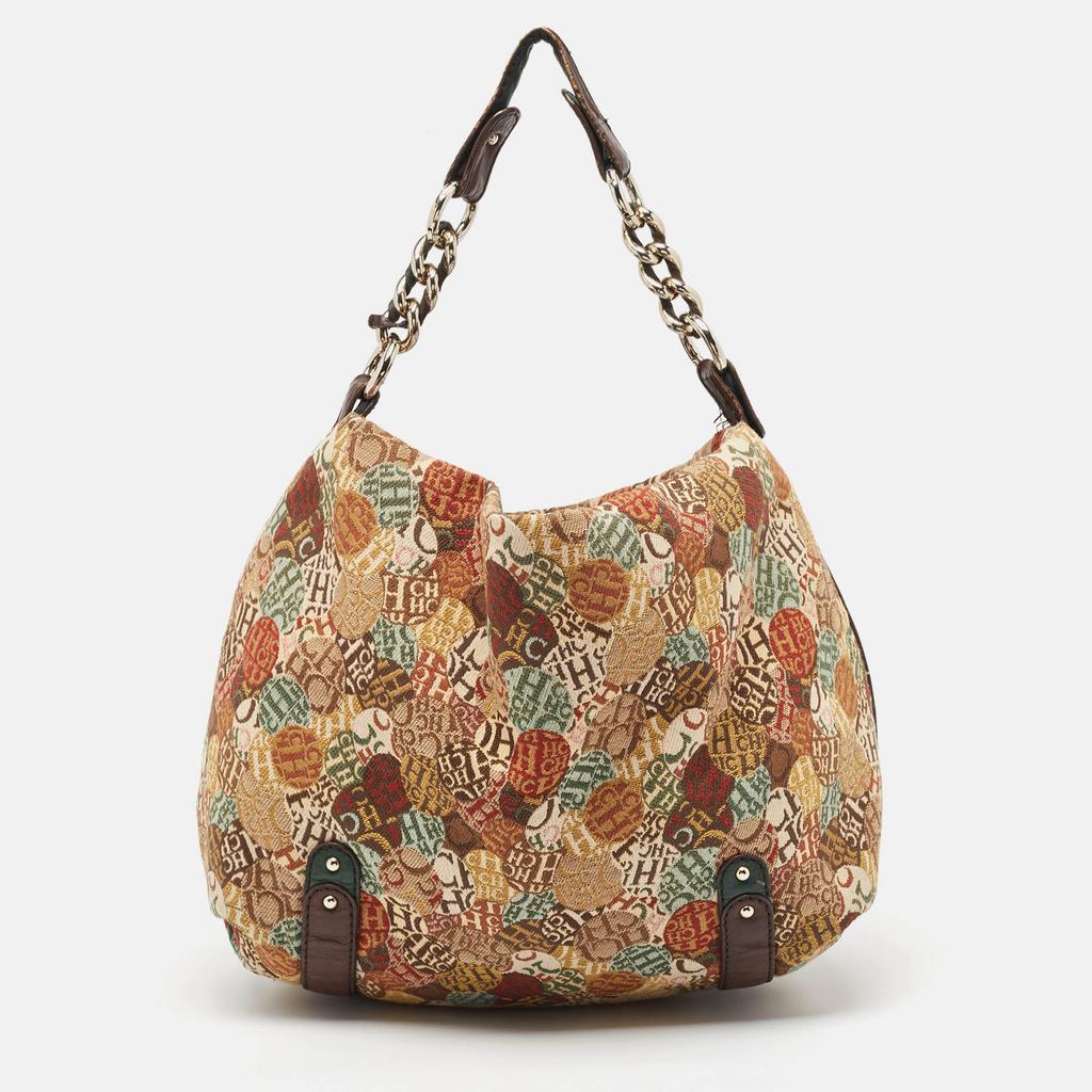 Carolina Herrera Carolina Herrera color Printed Canvas And Leather Chain Hobo