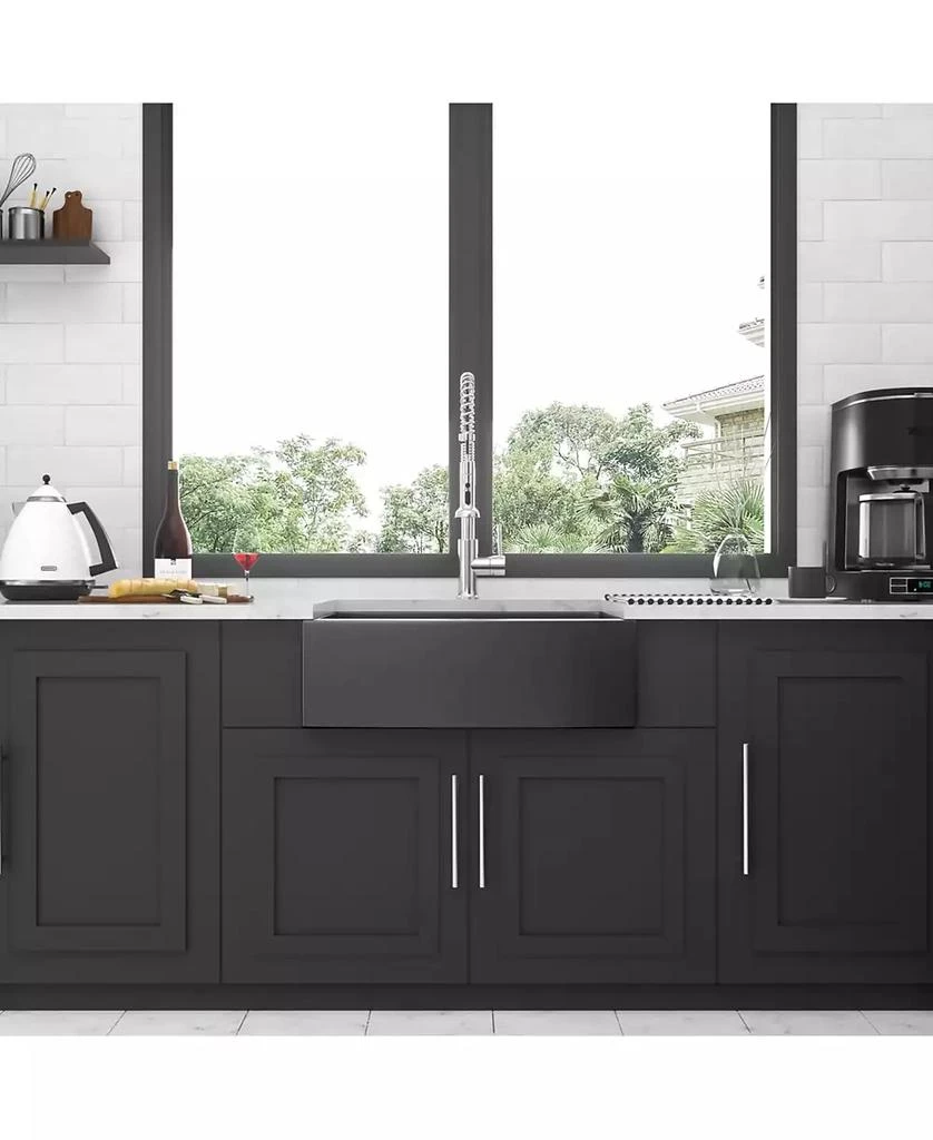 Flynama huluwat 27x21x10inch Gunmetal Black Farmhouse Kitchen Sink Stainless Steel Apron Front 16 Gauge 2