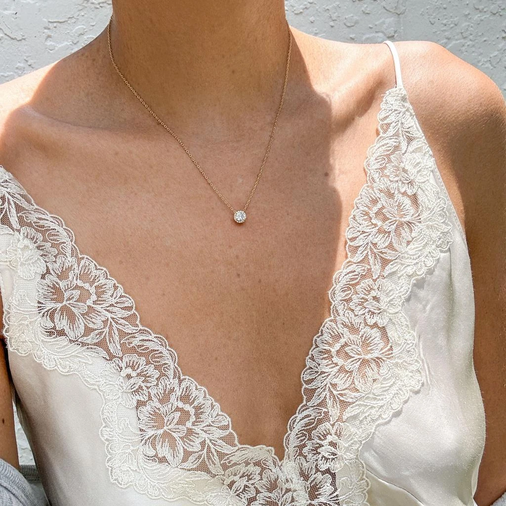 ADORNIA Swarovski Crystal Halo Necklace  gold 2