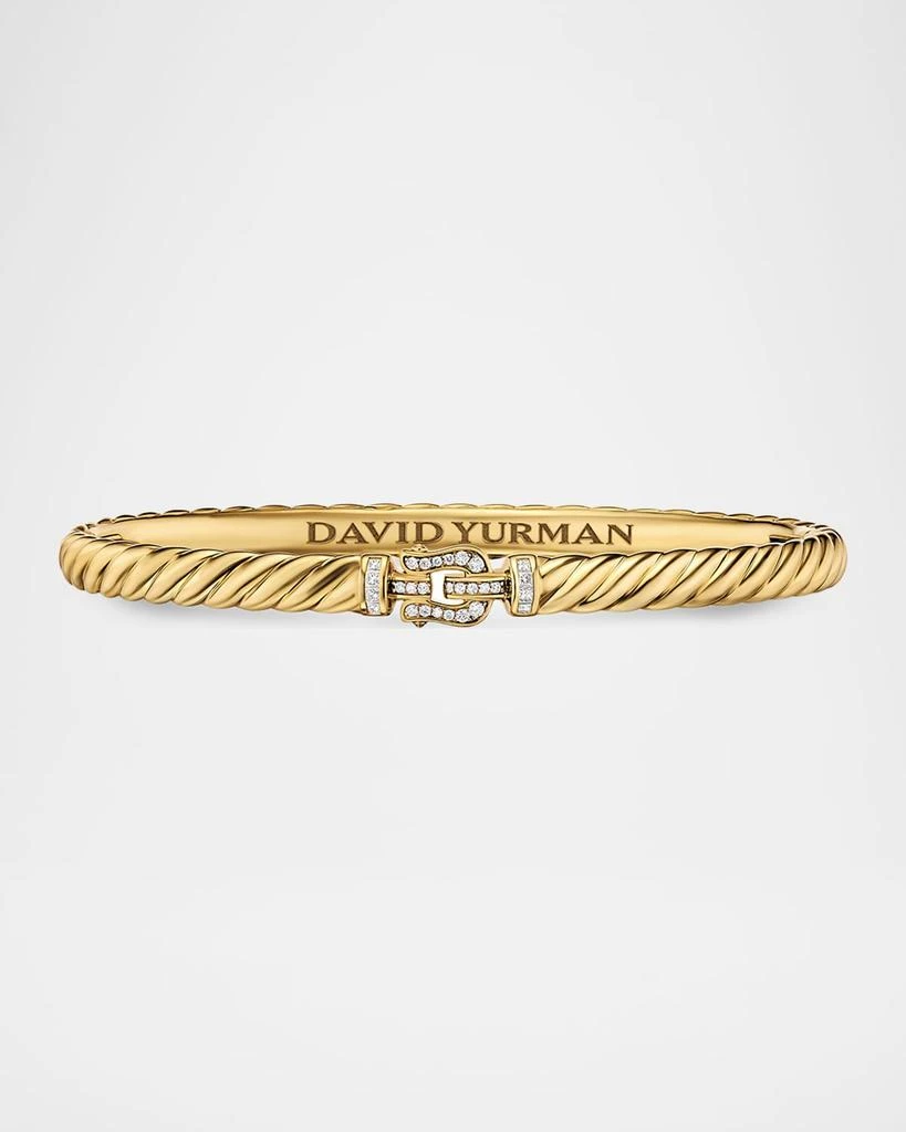 David Yurman Sculpted Cable Buckle Bracelet with Diamonds in 18K Gold