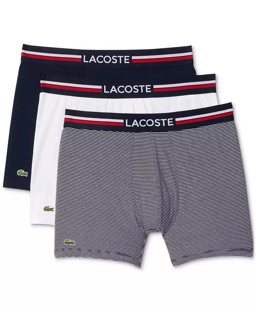 Lacoste Men's Regular Fit Stretch French Flag Boxer Briefs, Pack of 3 1