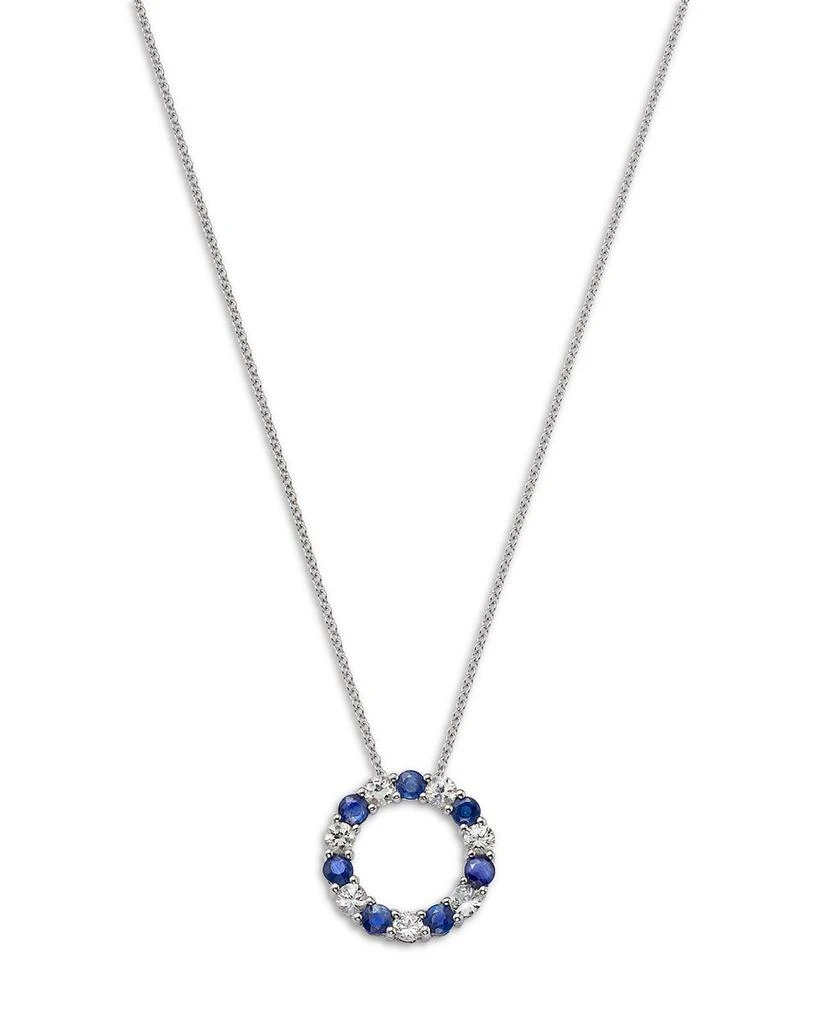 Bloomingdale
s Fine Collection Blue Sapphire 
White Sapphire Circle Pendant Necklace in 14K White Gold, 18" 1