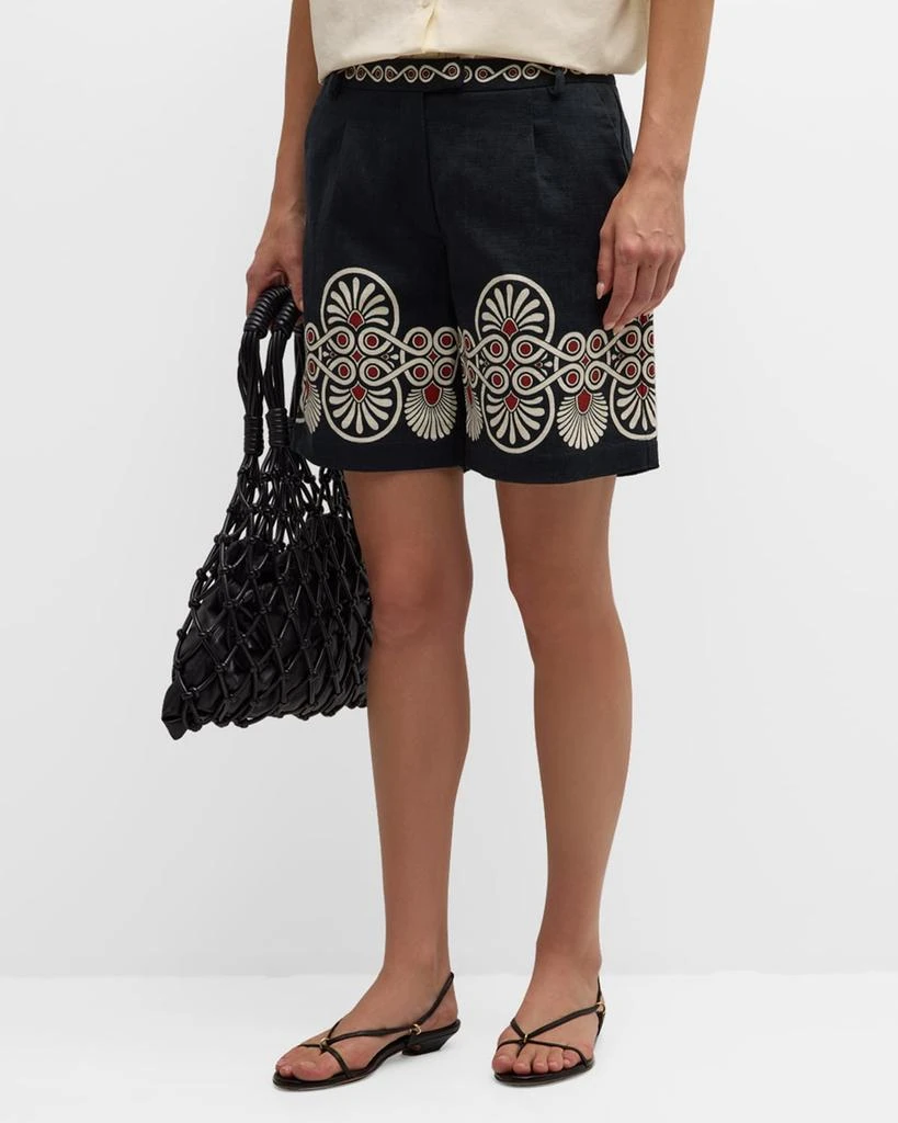 LA DOUBLE J Abstract Pleated Cotton Boyfriend Shorts 2
