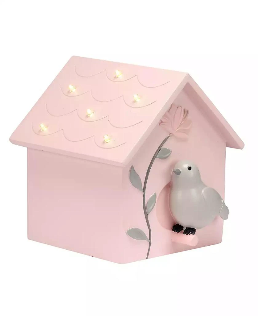 Lambs 
Ivy Petals Pink/Gray Birdhouse Table Top Night Light LED Lamp 4