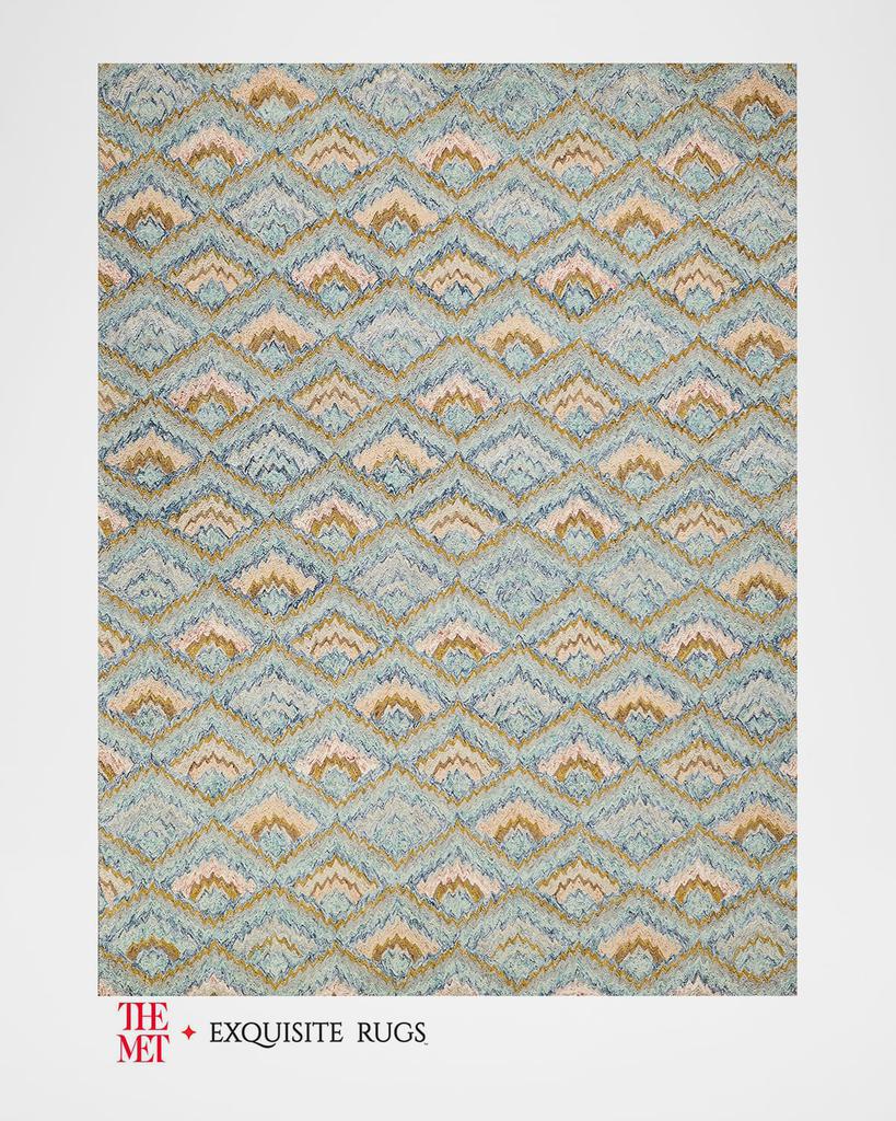 Exquisite Rugs Bargello Hand-Tufted Light Blue Multi Rug, 10' x 14'