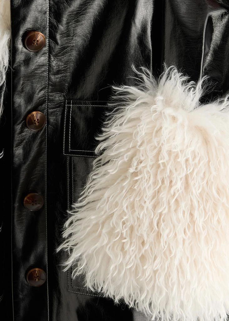 Kitri Simone faux shearling-trimmed vinyl coat 6