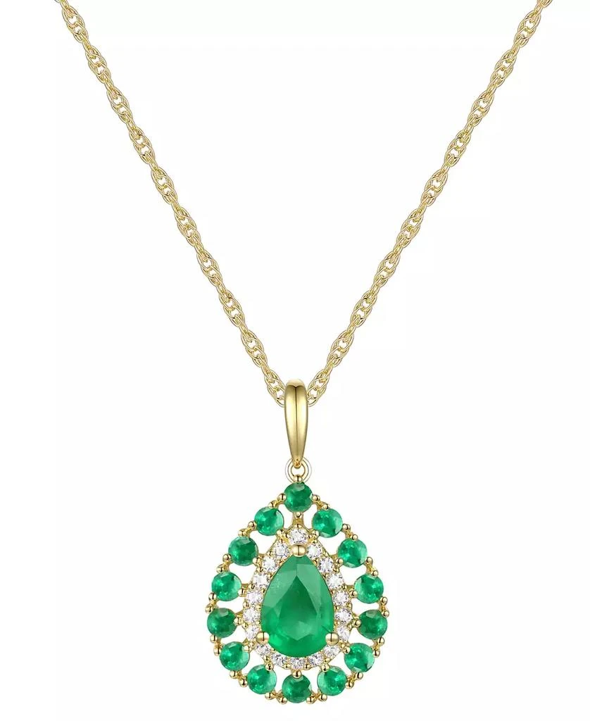 Macy's Sapphire (1-1/2 ct. t.w.) & Diamond (1/10 ct. t.w.) Teardrop 18" Pendant Necklace in 14k Gold (Also in Emerald and Ruby) 1