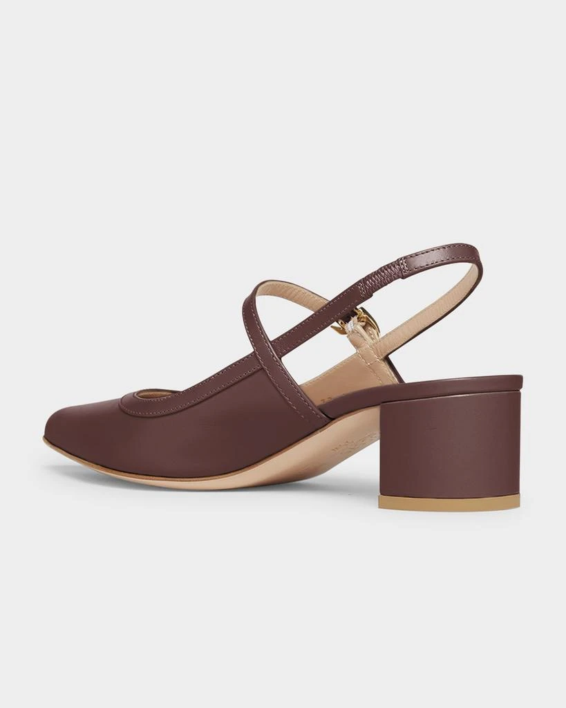 Gianvito Rossi Calfskin Mary Jane Slingback Pumps 4