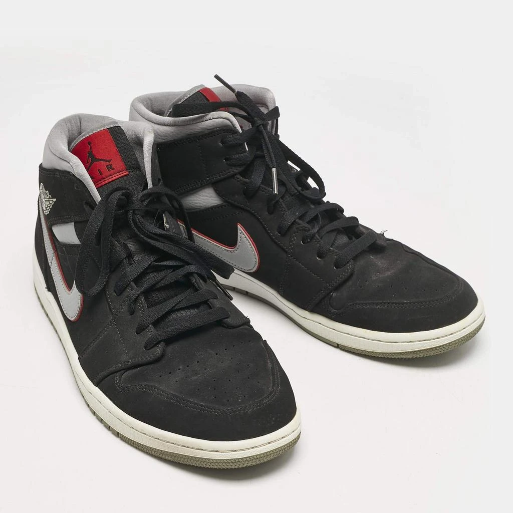 Jordan Air Jordans Black/Grey Durabuck and Leather Jordan 1 Mid Black Particle Grey Gym Red Sneakers Size 45.5 4