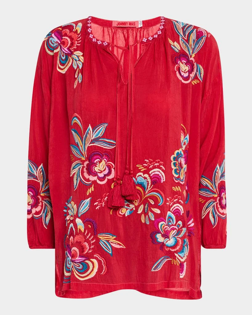 Johnny Was Zadonia Floral-Embroidered Blouse 1