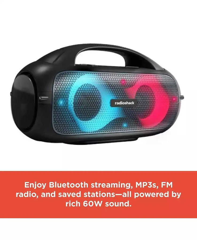 RadioShack 60W Black and Gray Wireless Portable Speaker With Lights True Wireless Audio And Type C-Charging Cable 4001787 5