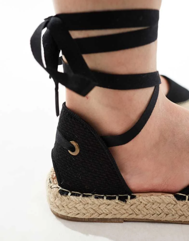 Truffle Collection Truffle Collection ankle tie espadrilles in black 4