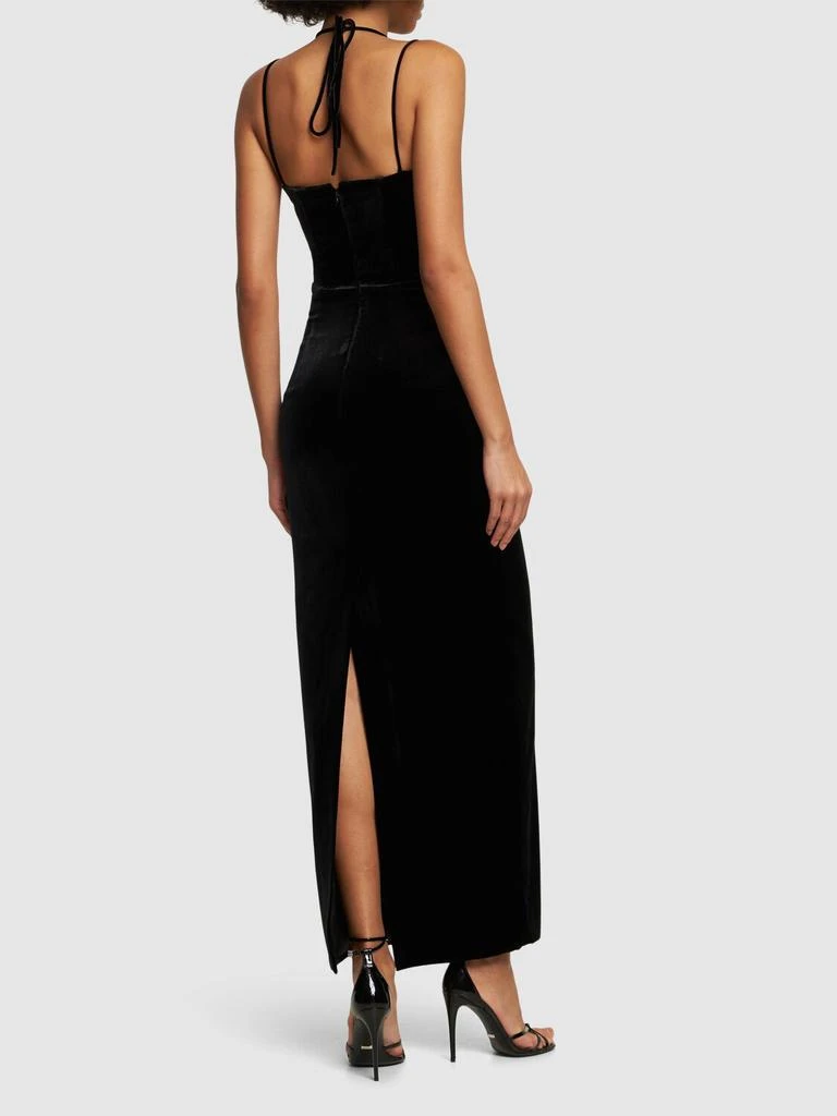 ALESSANDRA RICH Velvet Embellished Cutout Long Dress 2