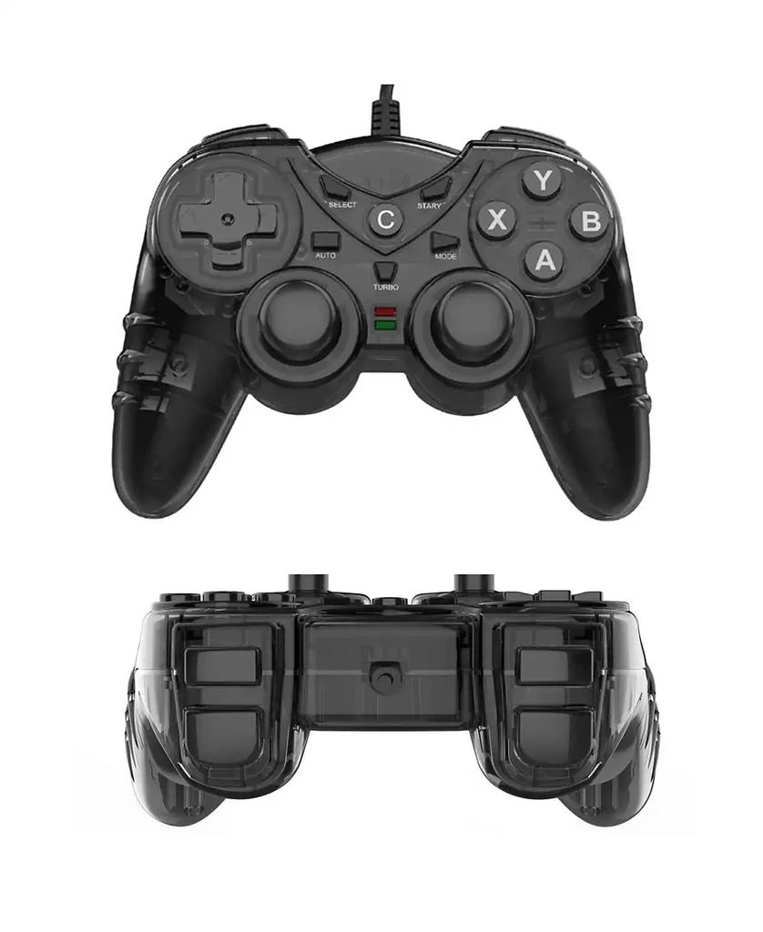 NBCP 1pc Black Translucent Dual Vibration USB Wired Game Controller for PS3 PC TV Box 2