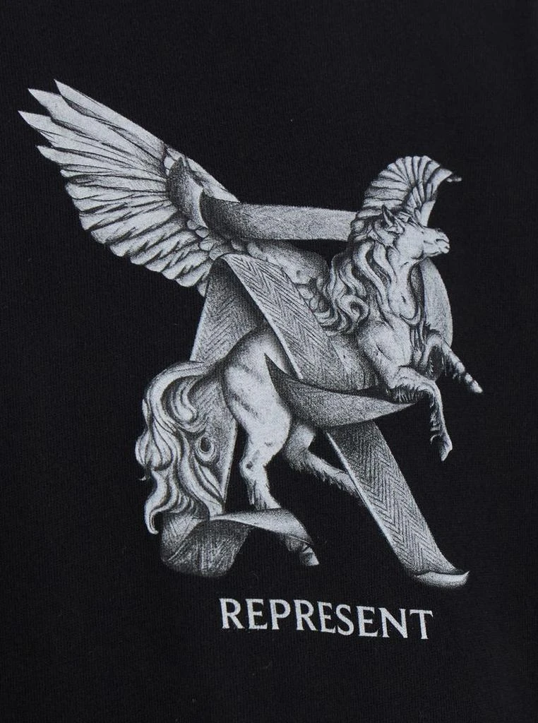 Represent 'Elegance Unicorn' Black Crewneck T-Shirt With Logo Print On The Front And Maxi Print On The Rear In Cotton Man 3