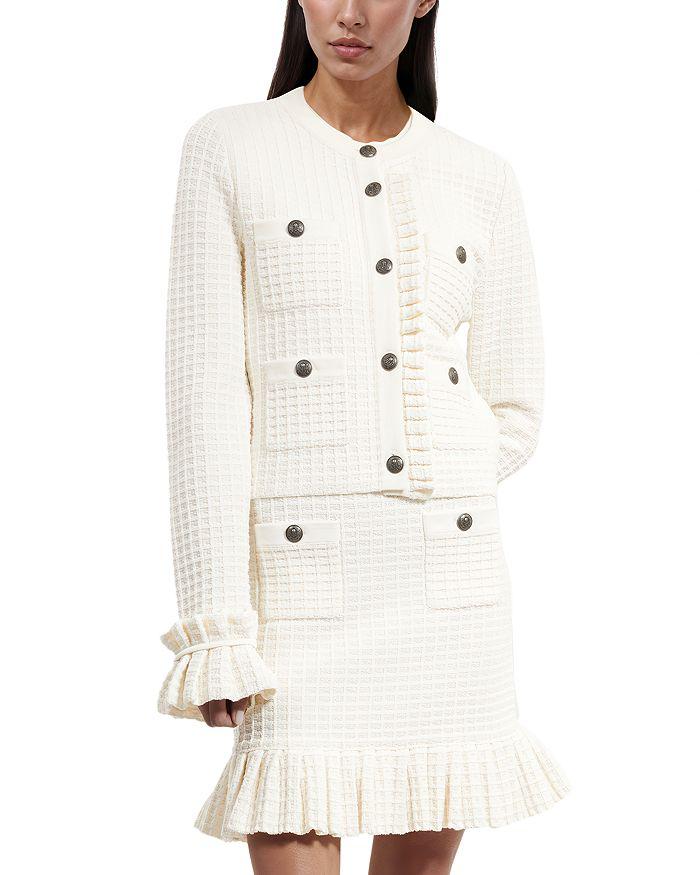 The Kooples Textured Ruffle Cuff Cardigan